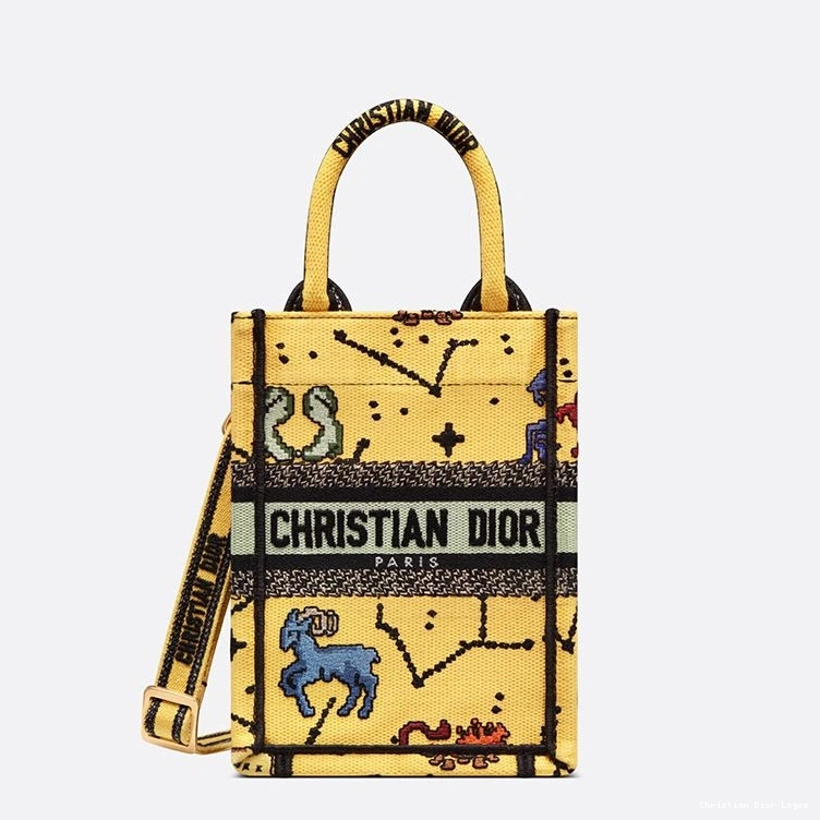 Cheap Yellow Tote Zodiac Motif Book Dior Canvas Pixel Miniature 0808 Luxury